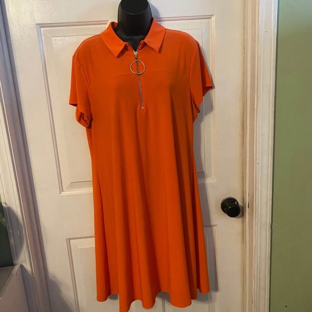 Ivy Road Orange Polo Dress sz XL with Ring Zipper. No stains, tears or smells!
